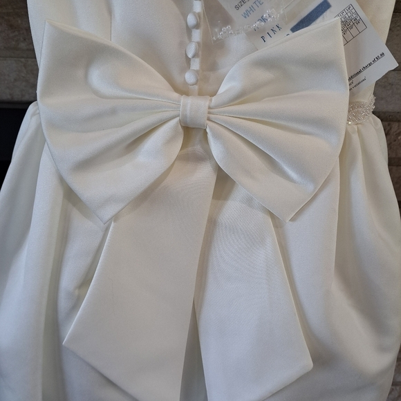 New Sweetie Pie Girls Size 2 Ivory Satin Flower Girl Dress Buttons Beaded Belt - Picture 12 of 12